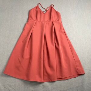 Elia-Cher Dress Women size 12-14 Brick Color Spaghetti Strap Strappy Fit,pockets